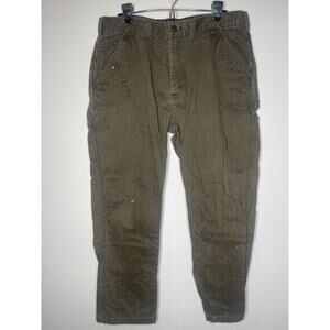 Carhartt B324 DFE Relaxed Fit Olive Green Work Pants Mens Size 38x32